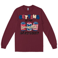 Burgundy getting star spangled hammered Long Sleeve Tee - MaliasSmallBusiness
