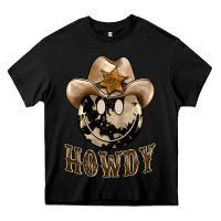 Black howdy smiley face Heavy Core Tee - BarkalooDesign
