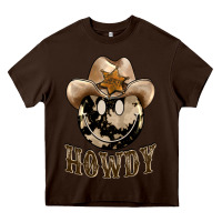 Chocolate Brown howdy smiley face Heavy Core Tee - BarkalooDesign