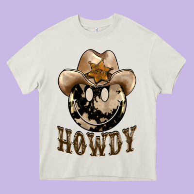 Howdy Smiley Face Heavy Core Tee Designed By Barkaloodesign