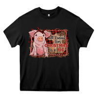 Black all i want for christmas is a pig sitting pig Heavy Core Tee - RanaPortraitStore