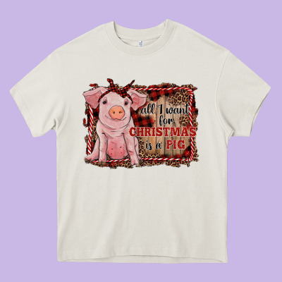 All I Want For Christmas Is A Pig Sitting Pig Heavy Core Tee Designed By Ranaportraitstore