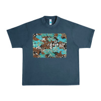 Midnight Navy western cowhide and leopard with turquoise background Urban Heavy Tee - Artiststas