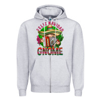 Heather Grey Feliz Navidad gnome Zipper Hoodie - NancyCooperArtShop