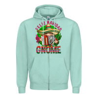 Seafoam Feliz Navidad gnome Zipper Hoodie - NancyCooperArtShop