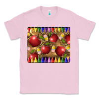 Bubblegum Pink Teacher Crayons And Apples Classic Tee - LillyAllenDesigns