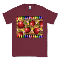 Burgundy Teacher Crayons And Apples Classic Tee - LillyAllenDesigns