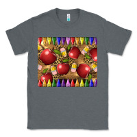 Charcoal Heather Teacher Crayons And Apples Classic Tee - LillyAllenDesigns