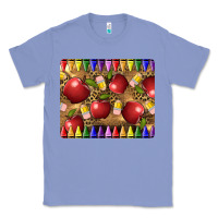 Colony Blue Teacher Crayons And Apples Classic Tee - LillyAllenDesigns