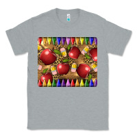 Heather Grey Teacher Crayons And Apples Classic Tee - LillyAllenDesigns