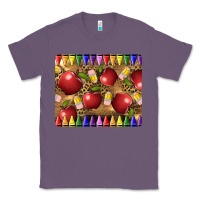 Lavender Teacher Crayons And Apples Classic Tee - LillyAllenDesigns