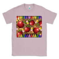 Lilac Teacher Crayons And Apples Classic Tee - LillyAllenDesigns
