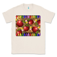 Natural Teacher Crayons And Apples Classic Tee - LillyAllenDesigns