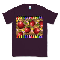 Plum Teacher Crayons And Apples Classic Tee - LillyAllenDesigns