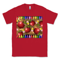 Red Teacher Crayons And Apples Classic Tee - LillyAllenDesigns