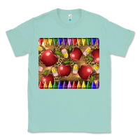 Seafoam Teacher Crayons And Apples Classic Tee - LillyAllenDesigns
