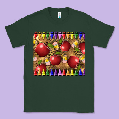 Teacher Crayons And Apples Classic Tee Designed By Lillyallendesigns