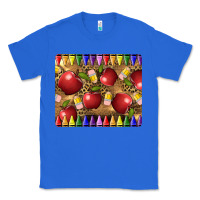 True Royal Teacher Crayons And Apples Classic Tee - LillyAllenDesigns