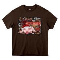 Chocolate Brown all i want for christmas is a pig baby Heavy Core Tee - RanaPortraitStore
