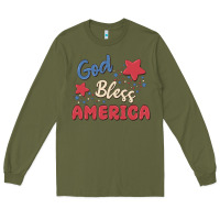 Army Green god bless america Long Sleeve Tee - MaliasSmallBusiness