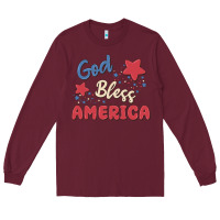 Burgundy god bless america Long Sleeve Tee - MaliasSmallBusiness