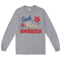Heather Grey god bless america Long Sleeve Tee - MaliasSmallBusiness