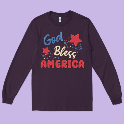 God Bless America Long Sleeve Tee Designed By Maliassmallbusiness