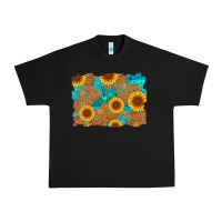 Sunflower Turquoise And  Leather Background Urban Heavy Tee | Teevron