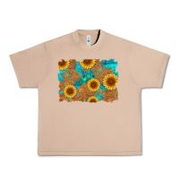 Burro sunflower turquoise and  leather background Urban Heavy Tee - Artiststas
