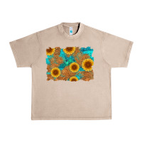 French Oak sunflower turquoise and  leather background Urban Heavy Tee - Artiststas