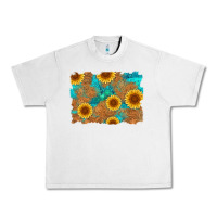 Lunar Rock sunflower turquoise and  leather background Urban Heavy Tee - Artiststas