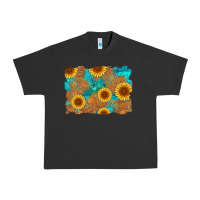 Pigment Black sunflower turquoise and  leather background Urban Heavy Tee - Artiststas