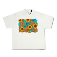 Pistachio sunflower turquoise and  leather background Urban Heavy Tee - Artiststas