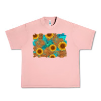 Salmon sunflower turquoise and  leather background Urban Heavy Tee - Artiststas