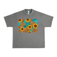 Tornado sunflower turquoise and  leather background Urban Heavy Tee - Artiststas