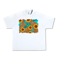 White sunflower turquoise and  leather background Urban Heavy Tee - Artiststas