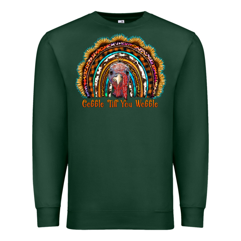 Gobble Till You Wobble Thanksgiving Rainbow Premium Sweatshirt by RanaPortraitStore | Teevron