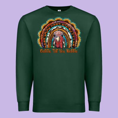 Gobble Till You Wobble Thanksgiving Rainbow Premium Sweatshirt Designed By Ranaportraitstore