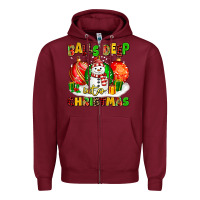 Burgundy Balls Deep Into Christmas Zipper Hoodie - MaliasSmallBusiness