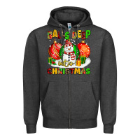 Charcoal Heather Balls Deep Into Christmas Zipper Hoodie - MaliasSmallBusiness