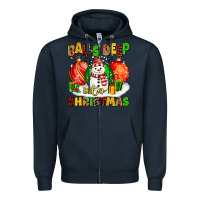 Navy Balls Deep Into Christmas Zipper Hoodie - MaliasSmallBusiness