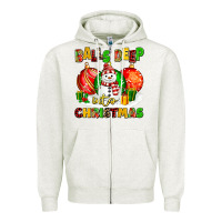 Oatmeal Heather Balls Deep Into Christmas Zipper Hoodie - MaliasSmallBusiness