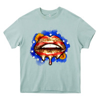 Arona leopard american flag lips Heavy Core Tee - Zillion Design Studio