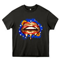 Asphalt leopard american flag lips Heavy Core Tee - Zillion Design Studio