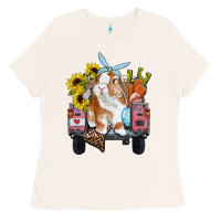 Bone easter truck with bunny sunflowers and eggs Ladies Tee - RanaPortraitStore
