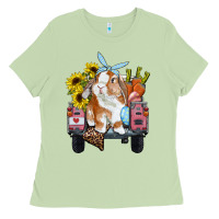 Matcha easter truck with bunny sunflowers and eggs Ladies Tee - RanaPortraitStore
