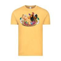 Vintage Mustard easter coop animals farm chicken chiks rooster flowers butterfly Vintage Tee - Artiststas