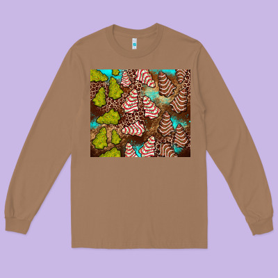 Little Debbie Tree Cakes Leopard Turquoise Long Sleeve Tee Designed By Jahusdesignshop