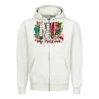 Oatmeal Heather NP Nurse Practitioner Christmas Zipper Hoodie - MaliasSmallBusiness