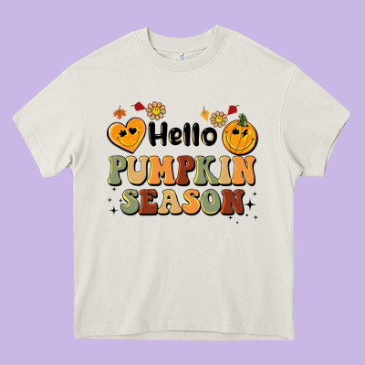 Hello Pumpkin Season Heavy Core Tee Designed By Barkaloodesign